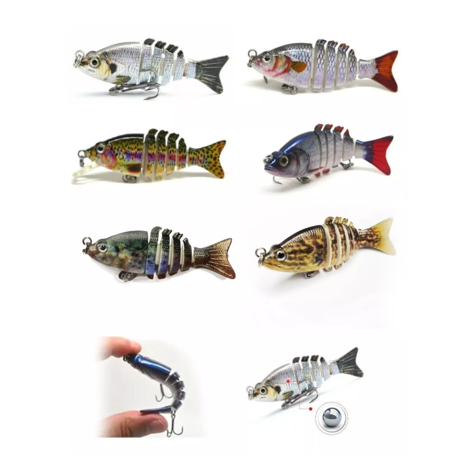 Micro Fry Multi Jointed Fishing Lure 50mm / 2g 0.0706 oz / Swimbait |  Crappie Musky Bass Perch Pike Zander | FISHIN ADDICT